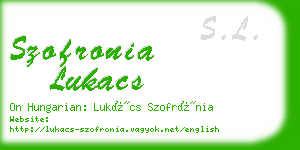 szofronia lukacs business card